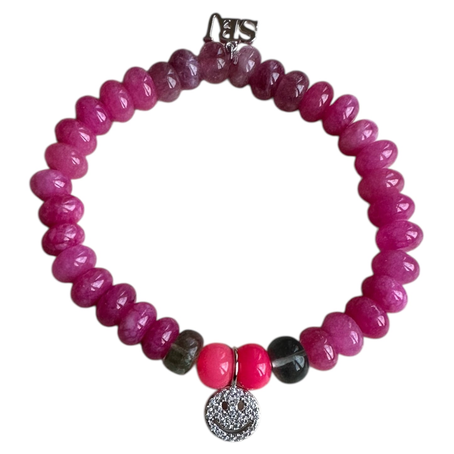 Hot Pink Smiley Stretch Bracelet